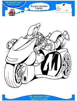 Çocuklar İçin Motor Boyama Sayfaları 
